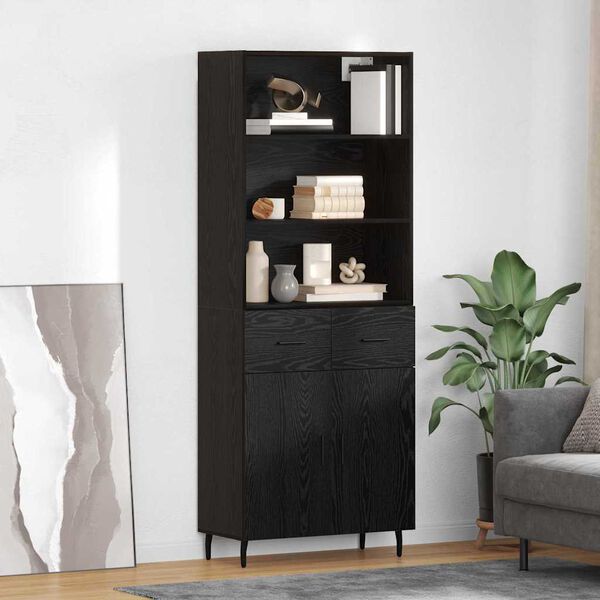 vidaXL Highboard s ladicama Crni hrast 69,5 x 34 x 180 cm