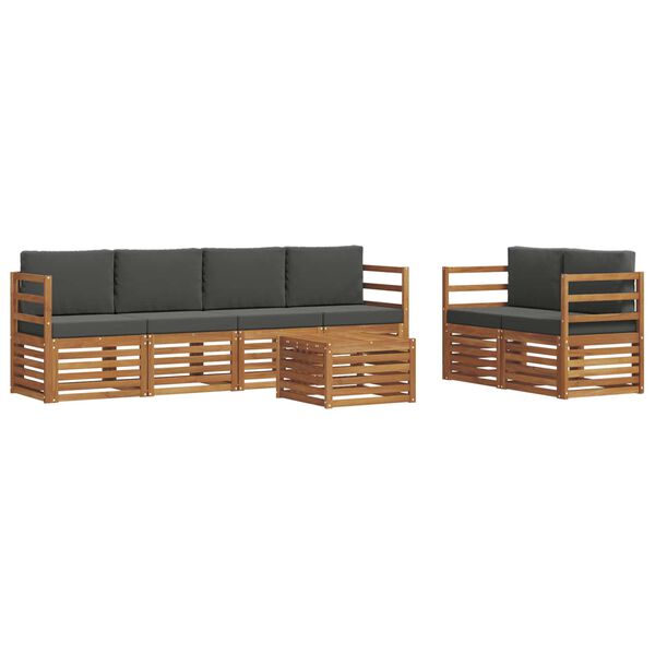 vidaXL Set vanjskih sofa 7 pcs Prirodna i antracit Čvrsto drvo akacije