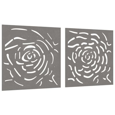 vidaXL Vrtni zidni ukrasi 2 kom 55 x 55 cm čelik COR-TEN uzorak ruže