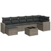 vidaXL 8-dijelni set vrtnih sofa od poliratana s jastucima sivi