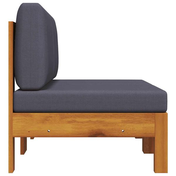 vidaXL Srednje sofe 2 kom s tamnosivim jastucima od bagremovog drva