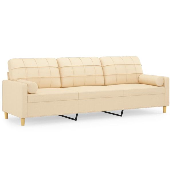 vidaXL Trosjed s jastucima krem 210 cm od tkanine