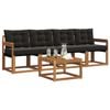vidaXL Set vanjskih sofa s jastukom 5 pcs Prirodna i crna