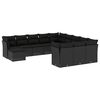 vidaXL 12-dijelni set vrtnih sofa od poliratana s jastucima crni