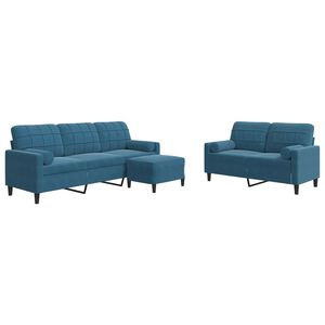 vidaXL 3-dijelni set sofa s jastucima plavi bar&scaron;unasti