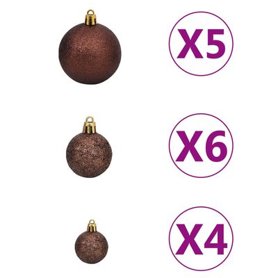 vidaXL Umjetno osvijetljeno božićno drvce s kuglicama i šiškama 180 cm