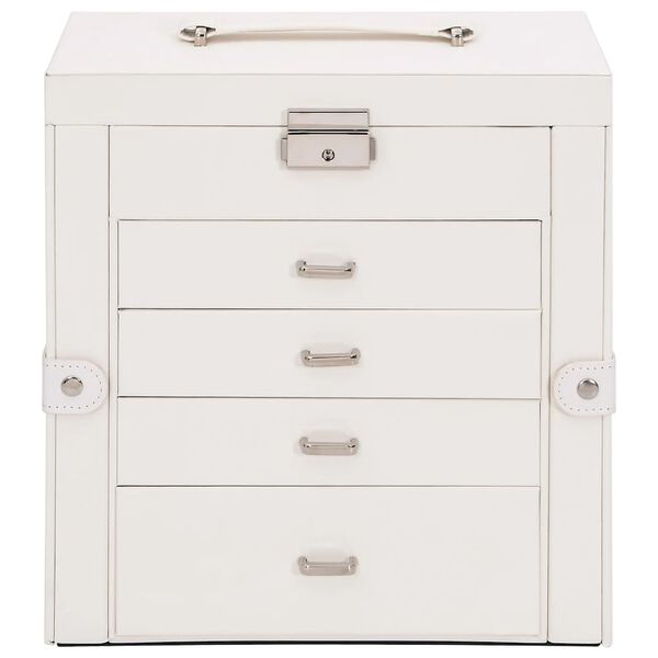 vidaXL Kutija za nakit 5slojna s ogledalom koje može zaključati bijela