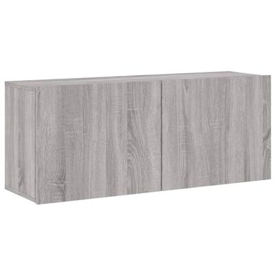 vidaXL 4-dijelni zidni TV elementi siva boja hrasta konstruirano drvo