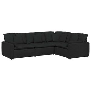 vidaXL Modularna sofa s jastucima, tkanina, crna
