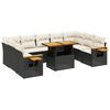 vidaXL 10-dijelni set vrtnih sofa s jastucima crni od poliratana