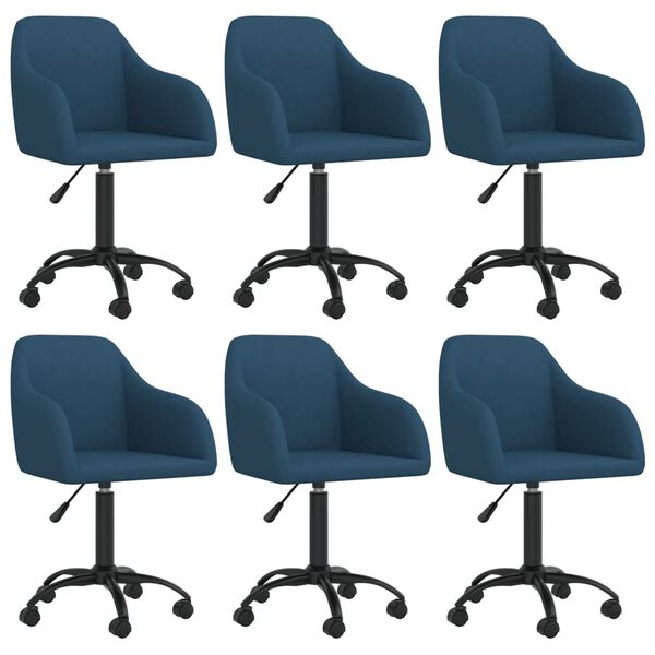 vidaXL Okretne blagovaonske stolice 6 kom plave baršunaste