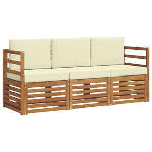 vidaXL Setovi sofa 3 kom. Prirodna i krem Čvrsto drvo akacije