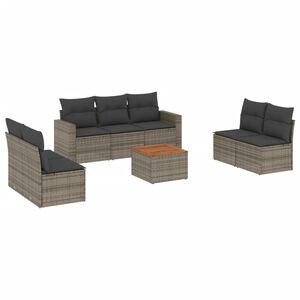 vidaXL 8-dijelni set vrtnih sofa od poliratana s jastucima sivi