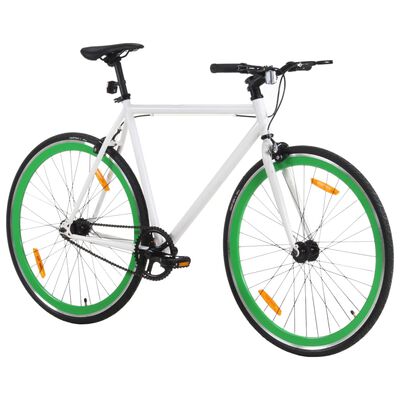 vidaXL Bicikl s fiksnim zupčanikom bijelo-zeleni 700c 55 cm