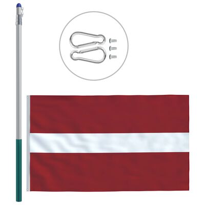 vidaXL Latvijska zastava s aluminijskim stupom 6 m