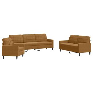 vidaXL 3-dijelni set sofa s jastucima smeđi bar&scaron;unasti