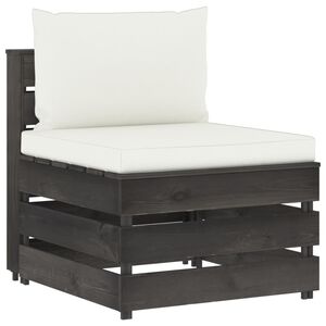 vidaXL Modularna srednja sofa s jastucima od sivo impregniranog drva