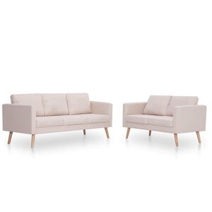vidaXL 2-dijelni set sofa od tkanine krem
