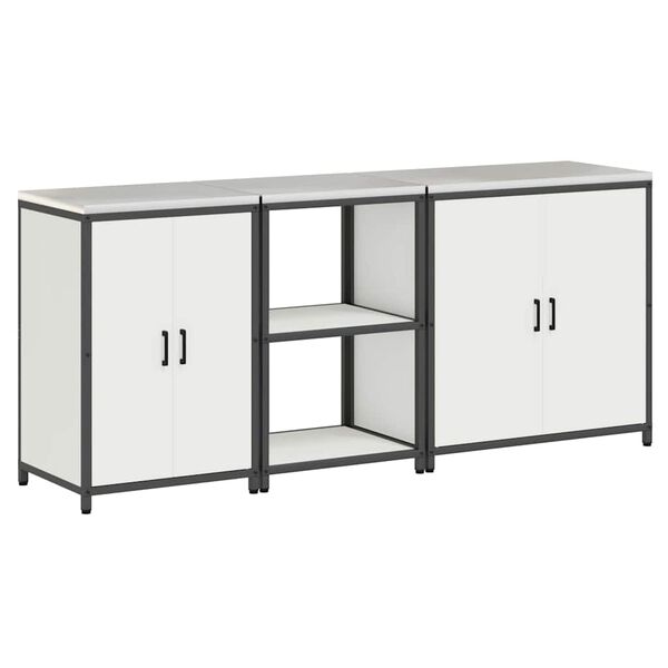 vidaXL Kuhinjski set za pohranu s policom 3 pcs Bijelo Čelična vrata