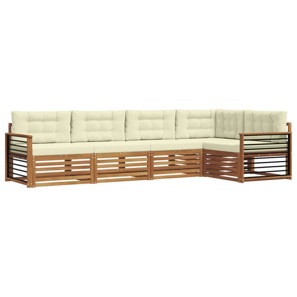vidaXL Set vanjskih sofa s jastukom 5 pcs Prirodna i krem