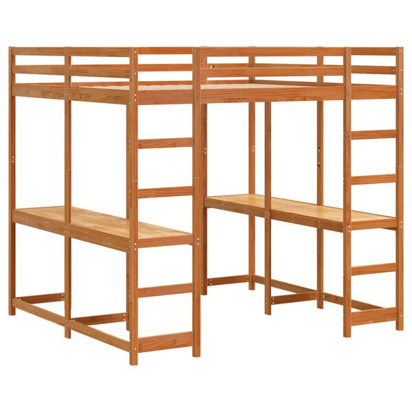 vidaXL Krevet na kat sa stolom i ljestvama 180x200 cm od borovine