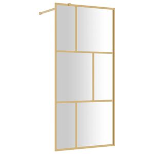 vidaXL Stijenka za walk-in tu&scaron; s prozirnim staklom ESG zlatna 80x195cm