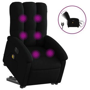 vidaXL Električni masažni naslonjač na podizanje od tkanine crni