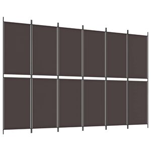 vidaXL Sobna pregrada s 6 panela smeđa 300 x 200 cm od tkanine