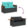 vidaXL 6-dijelni set vrtnih sofa s jastucima crni od poliratana
