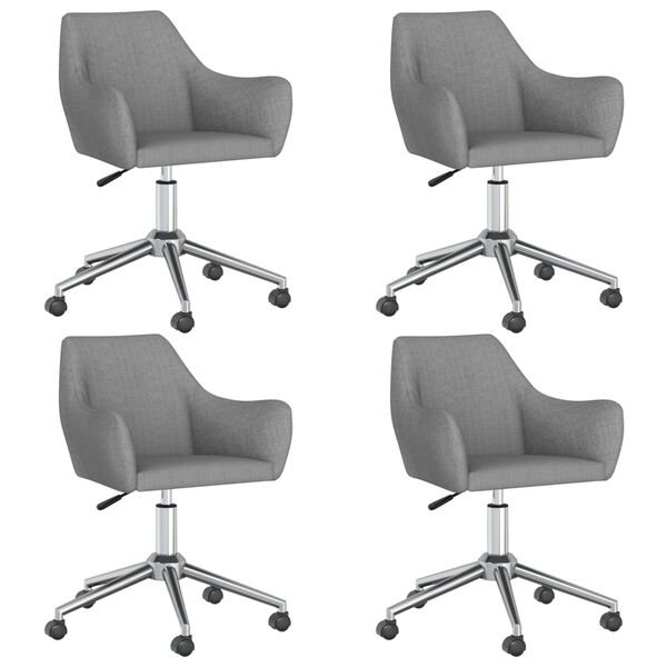 vidaXL Okretne blagovaonske stolice od tkanine 4 kom svjetlosive