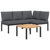 vidaXL 3-dijelni set vrtnih sofa s jastucima crni aluminijski