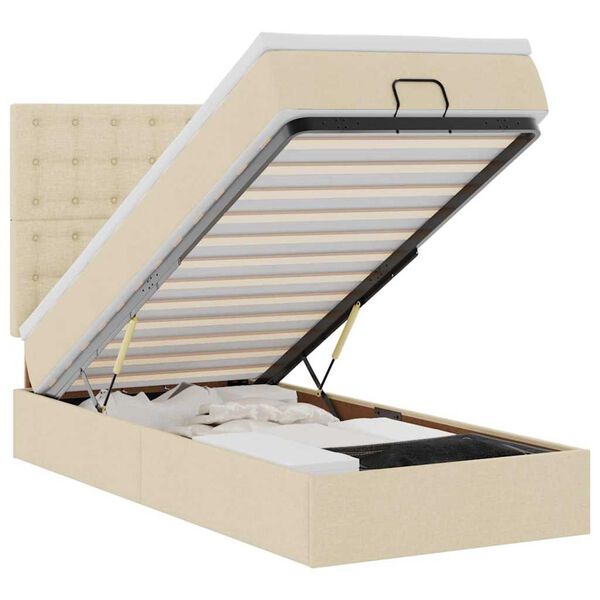 vidaXL Otomanski okvir kreveta s madraca krem 90x190cm od tkanine