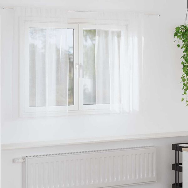 vidaXL Voile zavjesa sa zavjesama 2 pcs Bijelo 140 x 140 cm Poliester