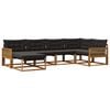 vidaXL Set vanjskih sofa 6 kom. Prirodna i crna Čvrsto drvo akacije