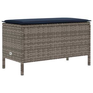 vidaXL Vrtni otoman Siva i tamnoplava 80 x 38 x 42 cm PE ratan