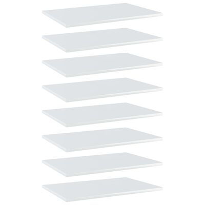 vidaXL Police za knjige 8 kom visoki sjaj bijele 60x40x1,5 cm iverica