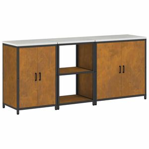 vidaXL Kuhinjski set za pohranu s policom Ostalo 3 pcs Rđa Čelik