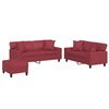 vidaXL 3-dijelni set sofa s jastucima boja vina od umjetne kože