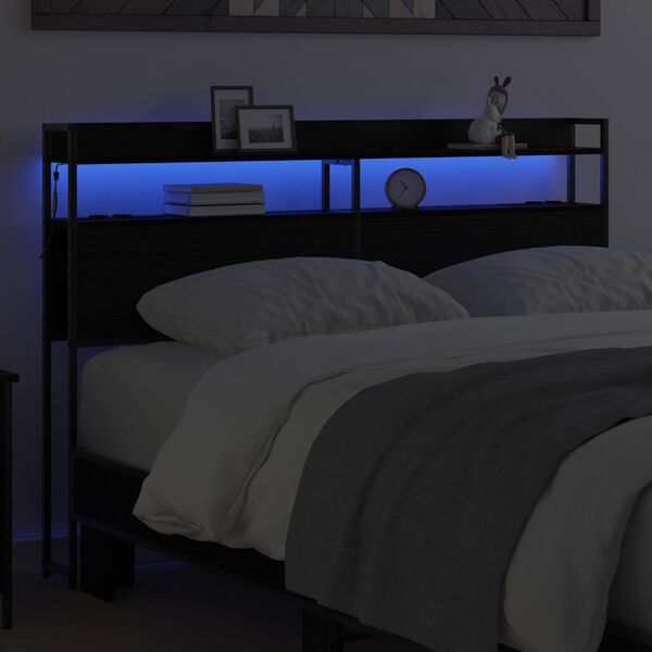 vidaXL Skladi&scaron;no uzglavlje Crni hrast 160 cm Konstruirano drvo