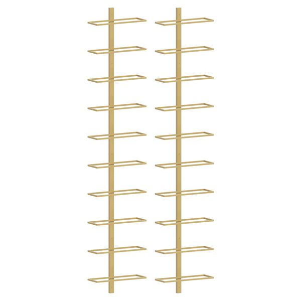 vidaXL Zidni stalak za vino za 10 boca 2 kom zlatni metalni
