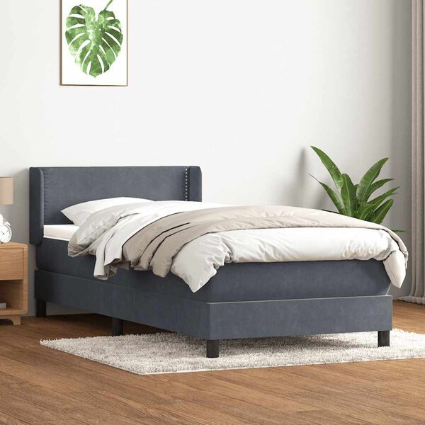 vidaXL Box Spring krevet s madracem tamno sivi 80x210 cm bar&scaron;un
