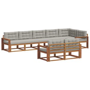 vidaXL Set vanjskih sofa 8 kom. Prirodna i svjetlosiva