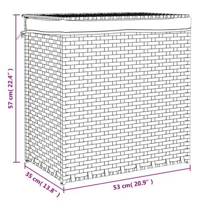vidaXL Košara za rublje s 2 odjeljka crna 53 x 35 x 57cm od poliratana