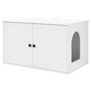 vidaXL Mačja Kuća Bijela 85 x 55 x 50,5 cm Konstruirano drvo