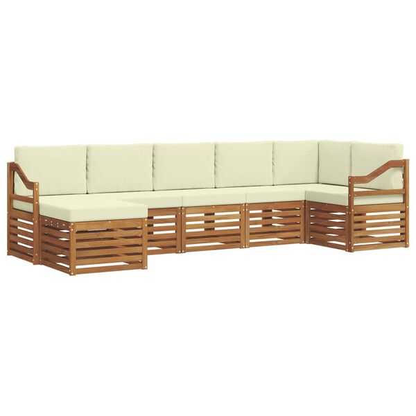vidaXL Setovi sofa 7 pcs Prirodna i krem Čvrsto drvo akacije