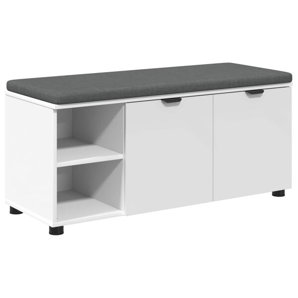 vidaXL Klupa za hodnik s jastukom s policom Bijeli 100 x 38 x 46 cm