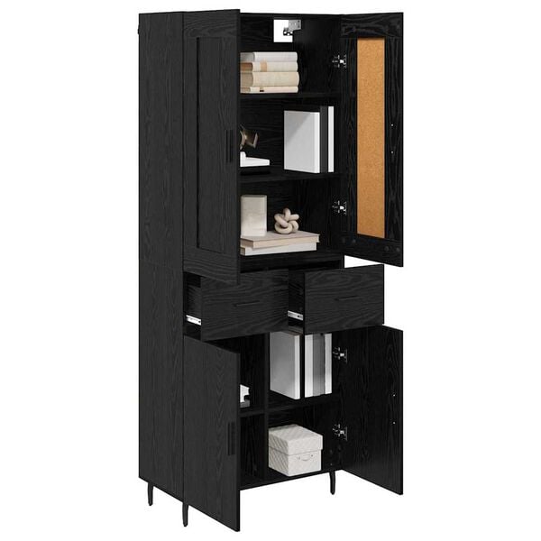 vidaXL Highboard s ladicama 2 pcs Crni hrast Konstruirano drvo