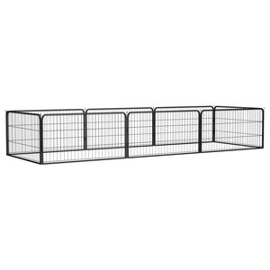 vidaXL Ograda za pse s 8 panela crna 100 x 50 cm čelik obložen prahom