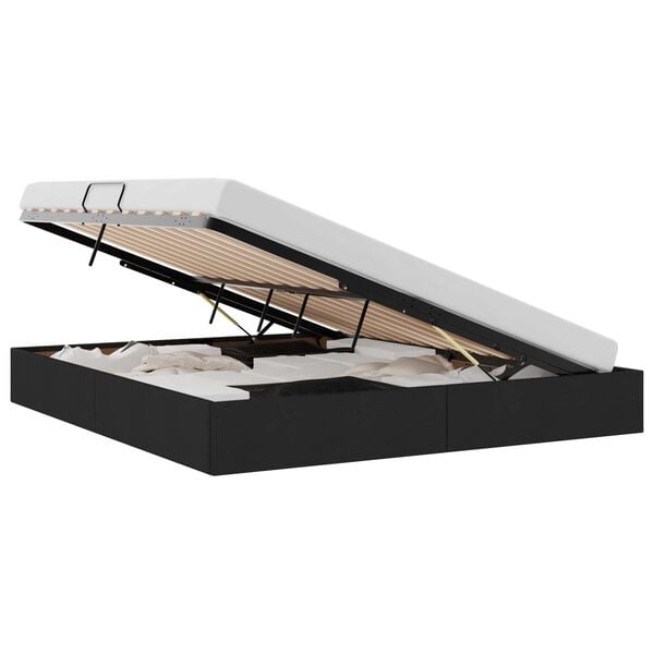 vidaXL Krevet s od storage s uzglavljem Crna 180 x 200 cm tkanina