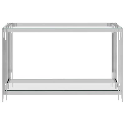 vidaXL Bočni stolić srebrni 120 x 40 x 78 cm nehrđajući čelik i staklo